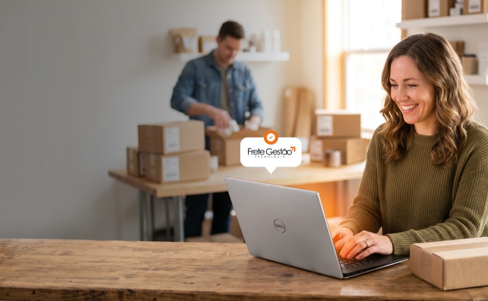 Equipe de e-commerce preparando pedidos e acompanhando a operação